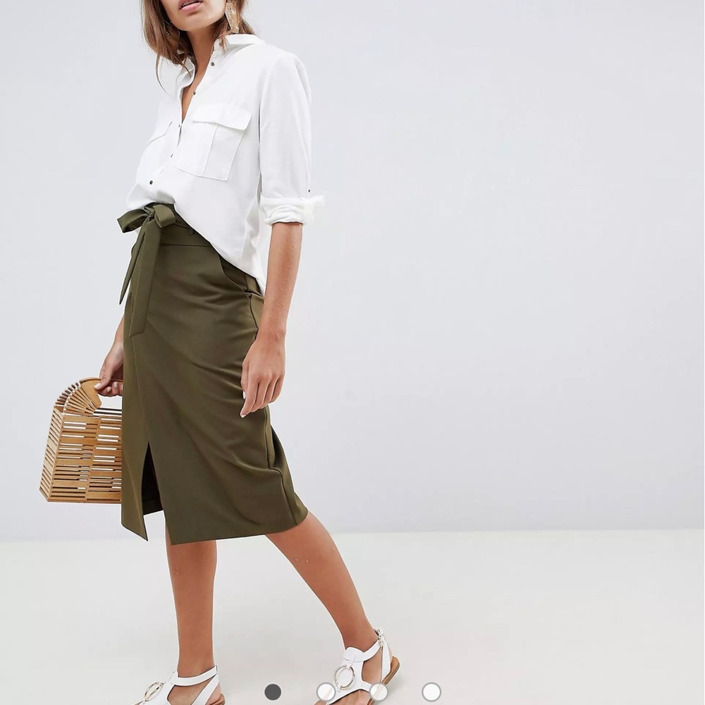 ASOS DESIGN tailored pencil skirt with obi tie